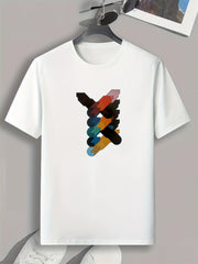 Colorful Print Men's Graphic T-shirt for Summer
