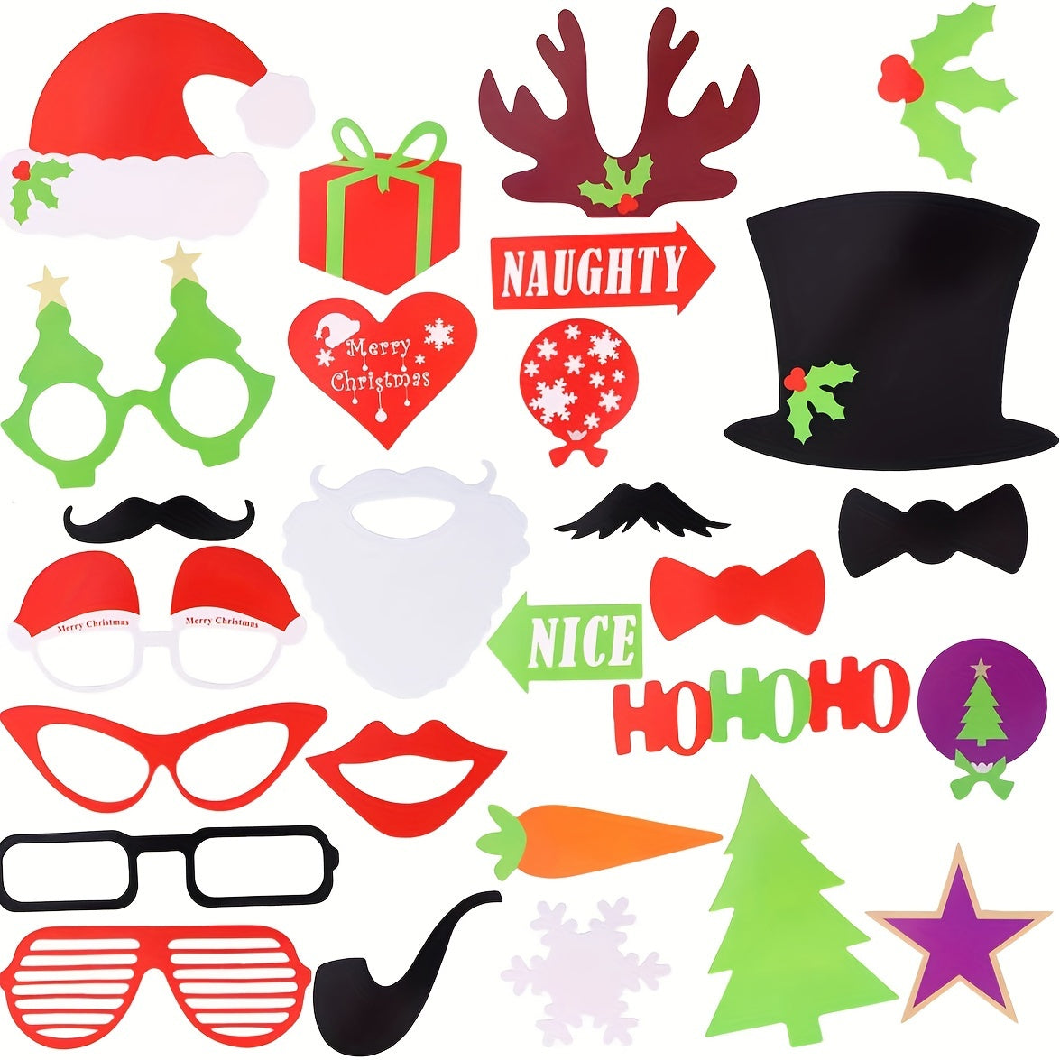 Christmas Photo Props Funny Hat Socks Snowman Antlers Paper Props