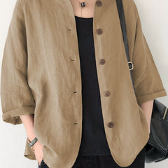 Button Front Jackets Casual Turn Down Collar Long Sleeve Solid Outerwear