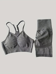 Solid Yoga Sports Set Cami Crop Top & High Waist Shorts Women's Activewear