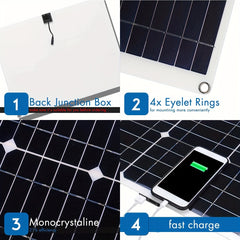 Portable Solar Panel Kit 60A 100A Solar Controller Dual USB 12 5V DC 30W 60W
