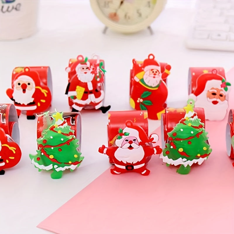 5pcs Christmas Santa Claus Slap Bracelets Assorted Designs
