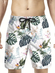 Animal Print Quick Dry Drawstring Men's Swim Trunks