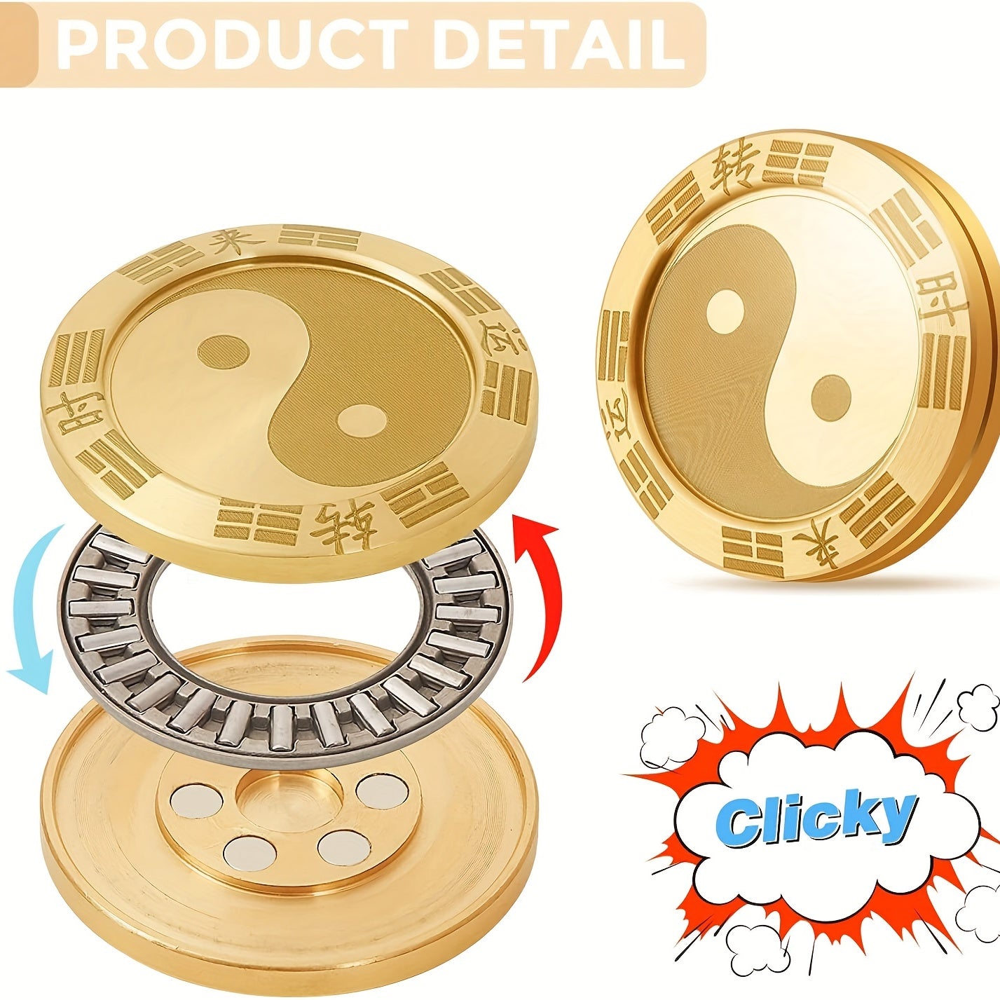 Metal Fidget Spinners Lucky Coins Tai Chi Symbols Tactile Toys