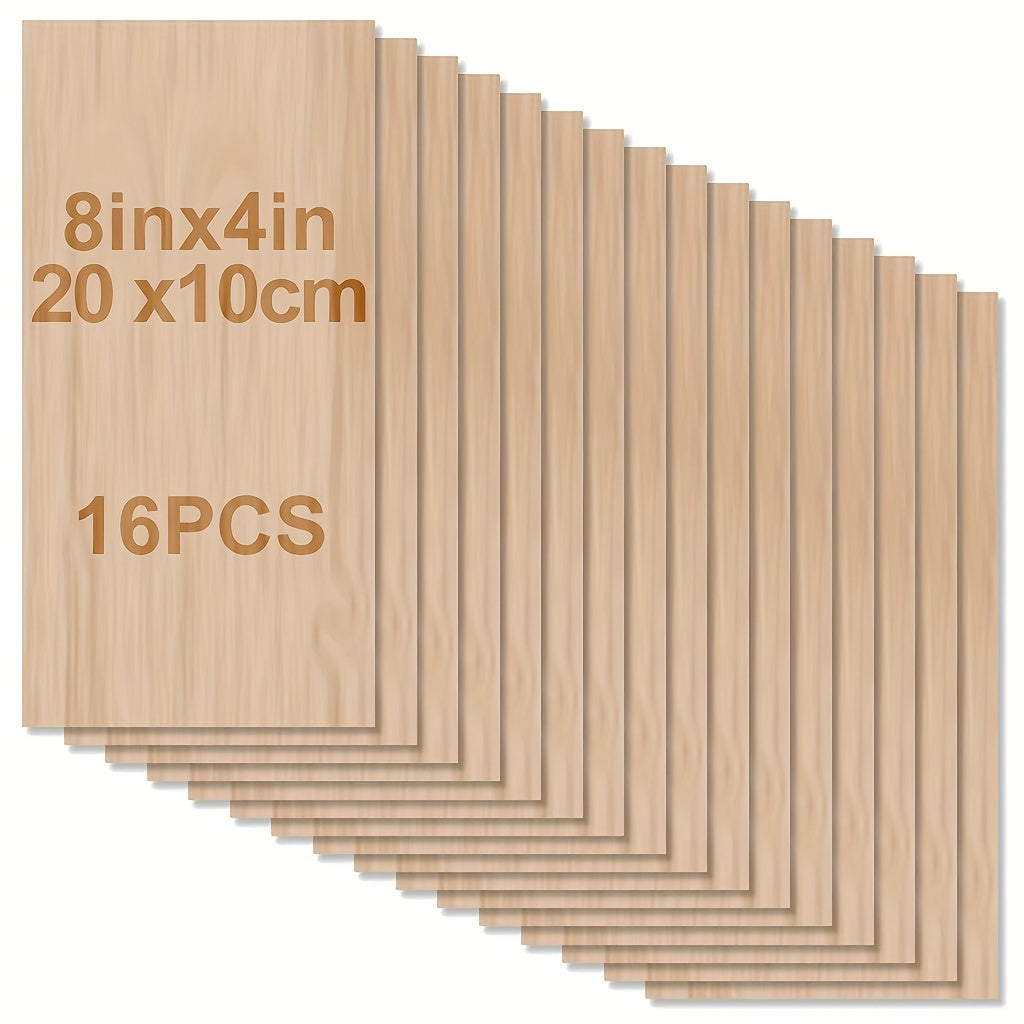 8x4in Unfinished Wood Planks 20pcs 2mm Thick for Crafts & Carving