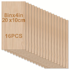 8x4in Unfinished Wood Planks 20pcs 2mm Thick for Crafts & Carving