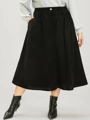 Corduroy Button Detail Maxi Skirt
