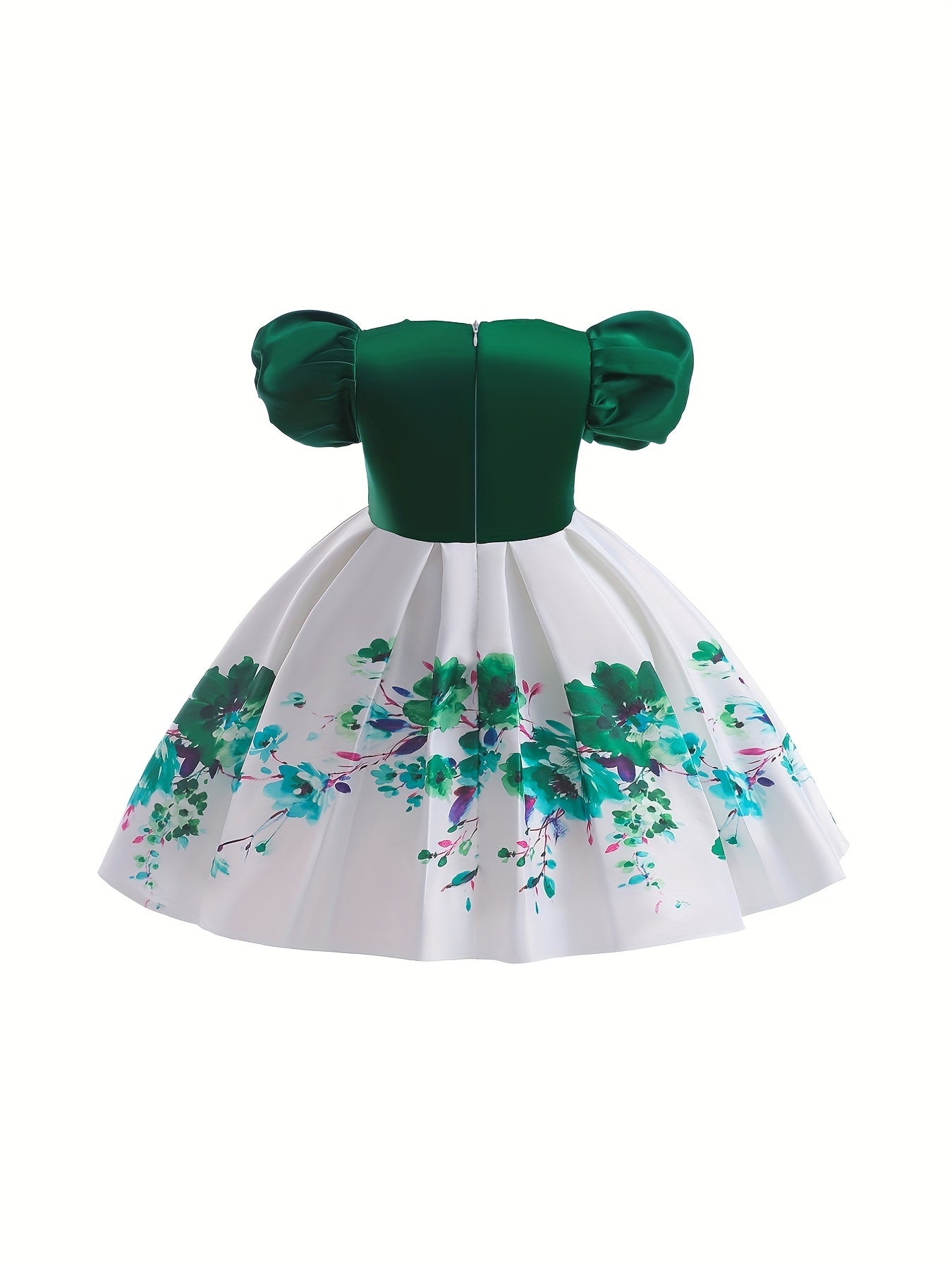 Boho Flowers Formal Dress With Bow And Puff Sleeve For Little Girls