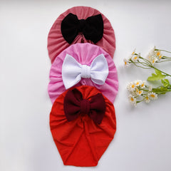 Baby Girls Twill Bubble Bownot Decor Turban Soft Hair Wrap Head Accessories