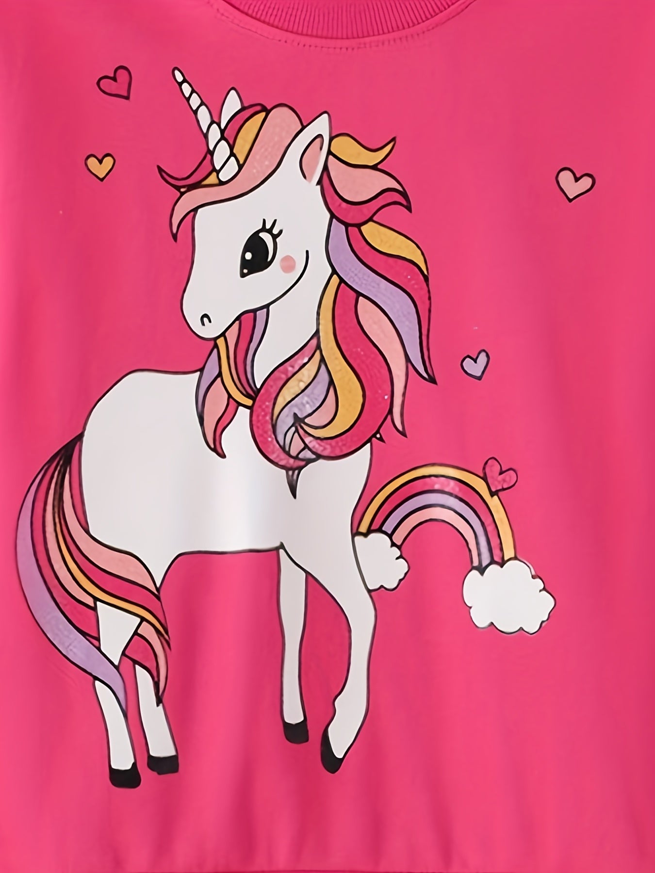 Girls Unicorn Print Crew Neck Sweatshirt For Sports Casual Outfit