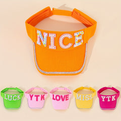 Y2K Rhinestone Decor Visor Hat Candy Summer UV Protection Lightweight Golf Cap