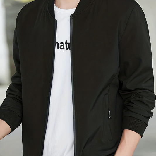 Men's Baseball Collar Jacket Coat Zip Up