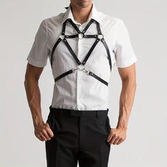 Men's PU Leather Suspenders Body Chest Belt for Club Costume