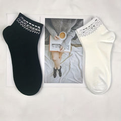 5 Pairs Rhinestone Crew Short Socks for Women