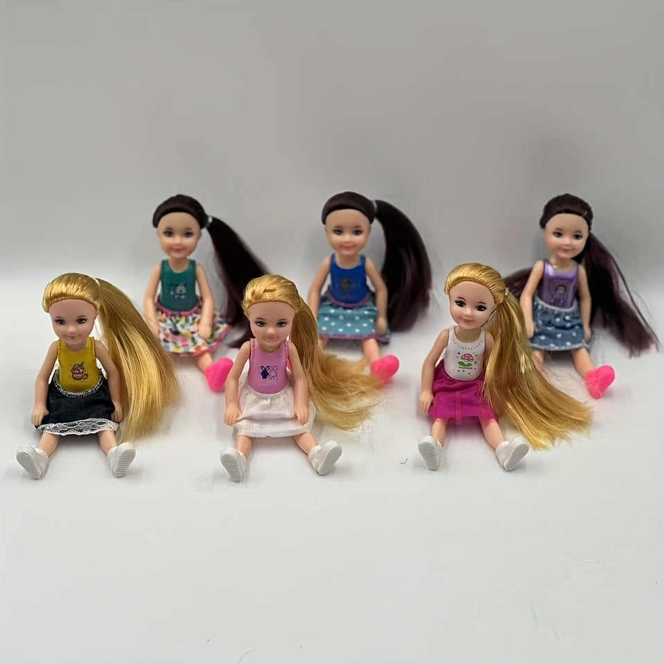 5 Mixed Color Dolls with Outfit Accessories Skirts Polka Dots F