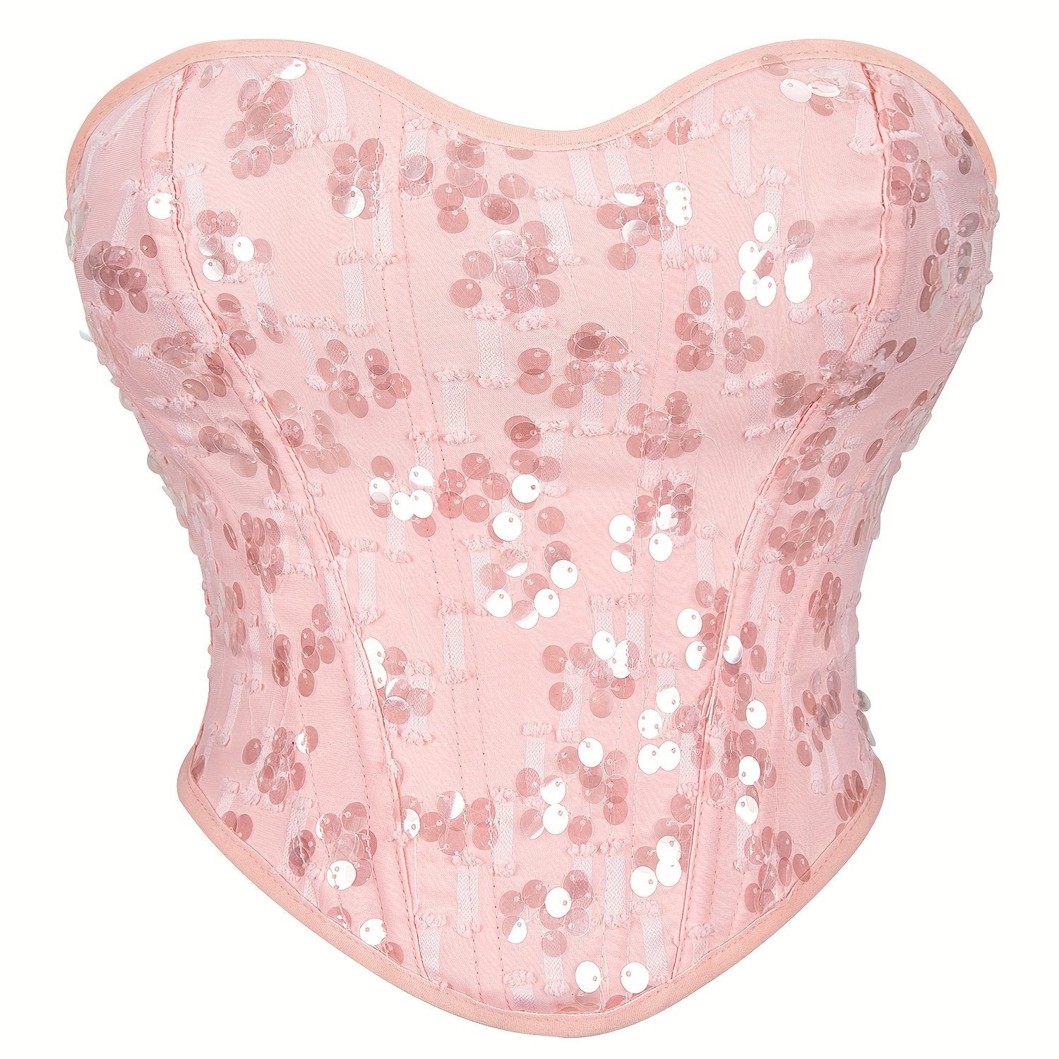 Sequin Strapless Corset Bustier Tummy Control Lace Push Up Body Shaper