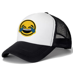 Smiling Tear Patch Trucker Hat Hip Hop Unisex Mesh Baseball Cap Breathable