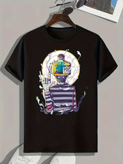 Men's Creative Cartoon Print Tee for Summer