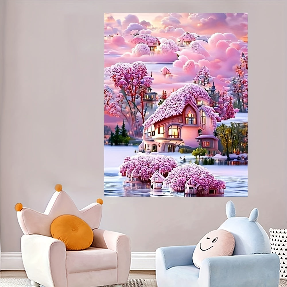 Pink Castle Canvas Painting - Magical Home Decor