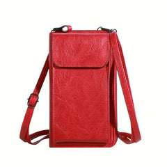 Faux Leather Crossbody Bag Long Wallet Mini Phone Coin Purse