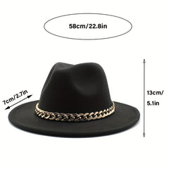 Men's British Style Woolen Jazz Hat Big Brim Felt Hat