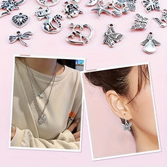 50pcs Silvery Metal Charms Pendants for DIY Necklace Bracelet Making