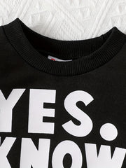 Boy's Letter Print Casual Sweatshirt Top