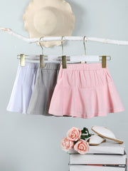 3pcs Girls Solid Skort, Ideal for Sports & Beach Tennis