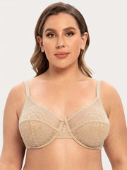 Floral Lace Full Cover Minimizer Underwire Bra