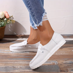 Women's Solid Canvas Shoes Lightweight Lace Up Anti skid Loafers