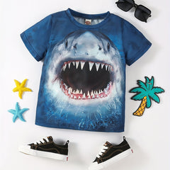 Boys' Shark Graphic T Shirt Summer Kids Tee