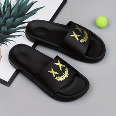 Men's Smile Print Slides Non Slip Slippers