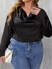 Blouse Women's Solid Long Sleeve V Neck Top