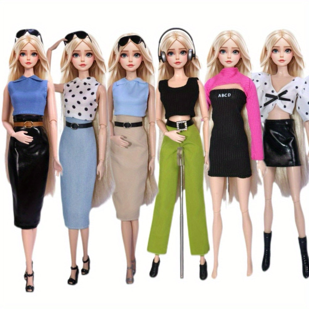 11.5" Doll Clothes Set, Tops Shirt Pants Summer Skirt Outfit Toy Gift