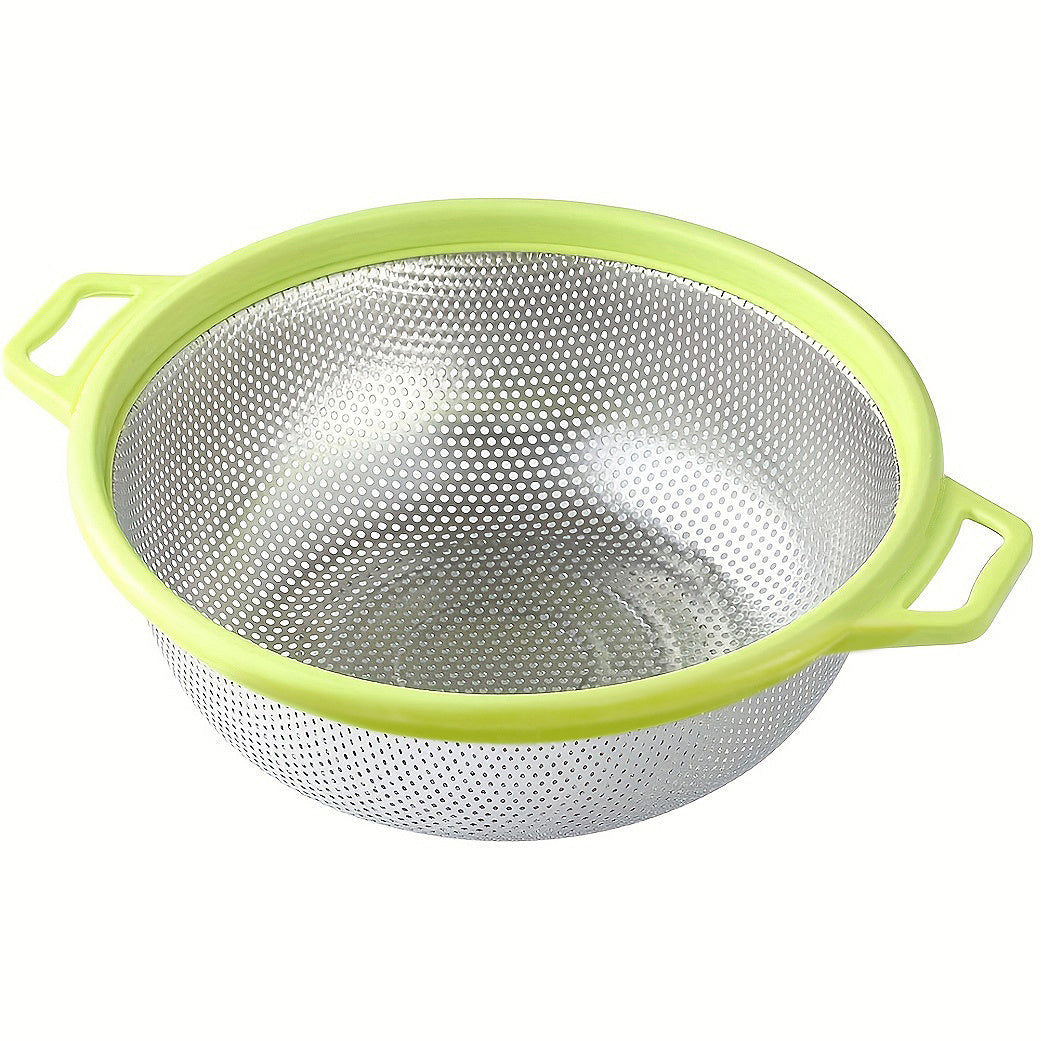 1pc Stainless Steel Kitchen Washing Basin Round Fruit Vegetable Filter Basin
