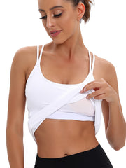 Yoga Tank Top with Built-In Bra Workout Athletic Camisole Longline Sports Bra