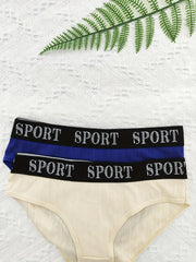 6pcs Letter Tape Sports Briefs Elastic Intimates Panties Women's Lingerie
