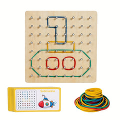Wooden Geometric Peg Board Set Educational Puzzle Toy for Kids 3-6 Years