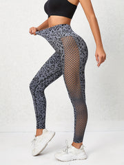 Leopard Print Hollow Leggings High Waist Yoga Pants Women's Activewear