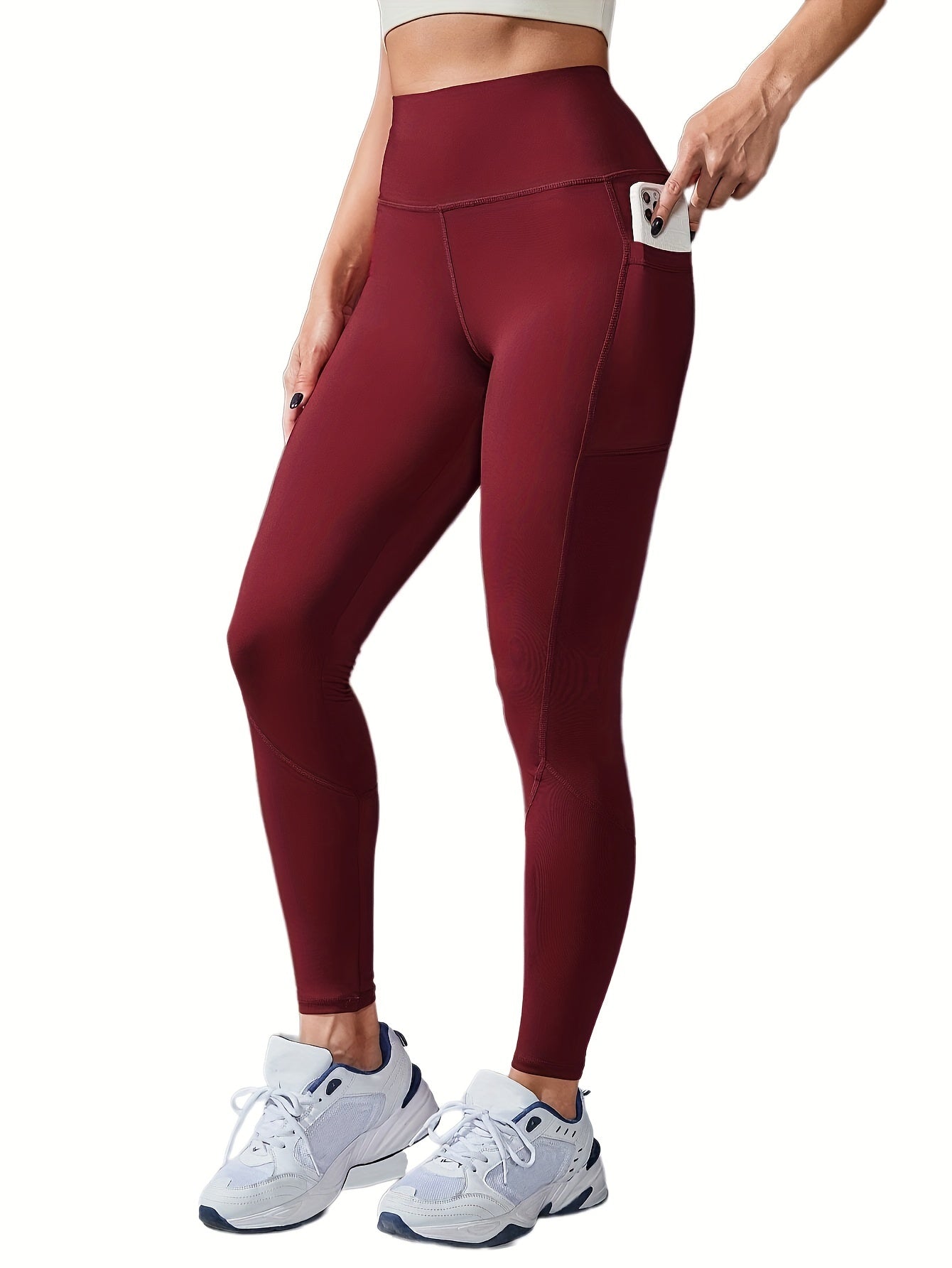 3 Pack Plus Size High Rise Sports Leggings Set with Phone Pockets