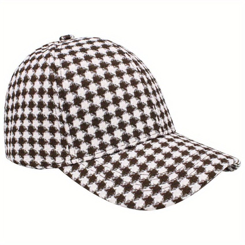 Grid Baseball Cap Outdoor Sun Cap for Men and Women