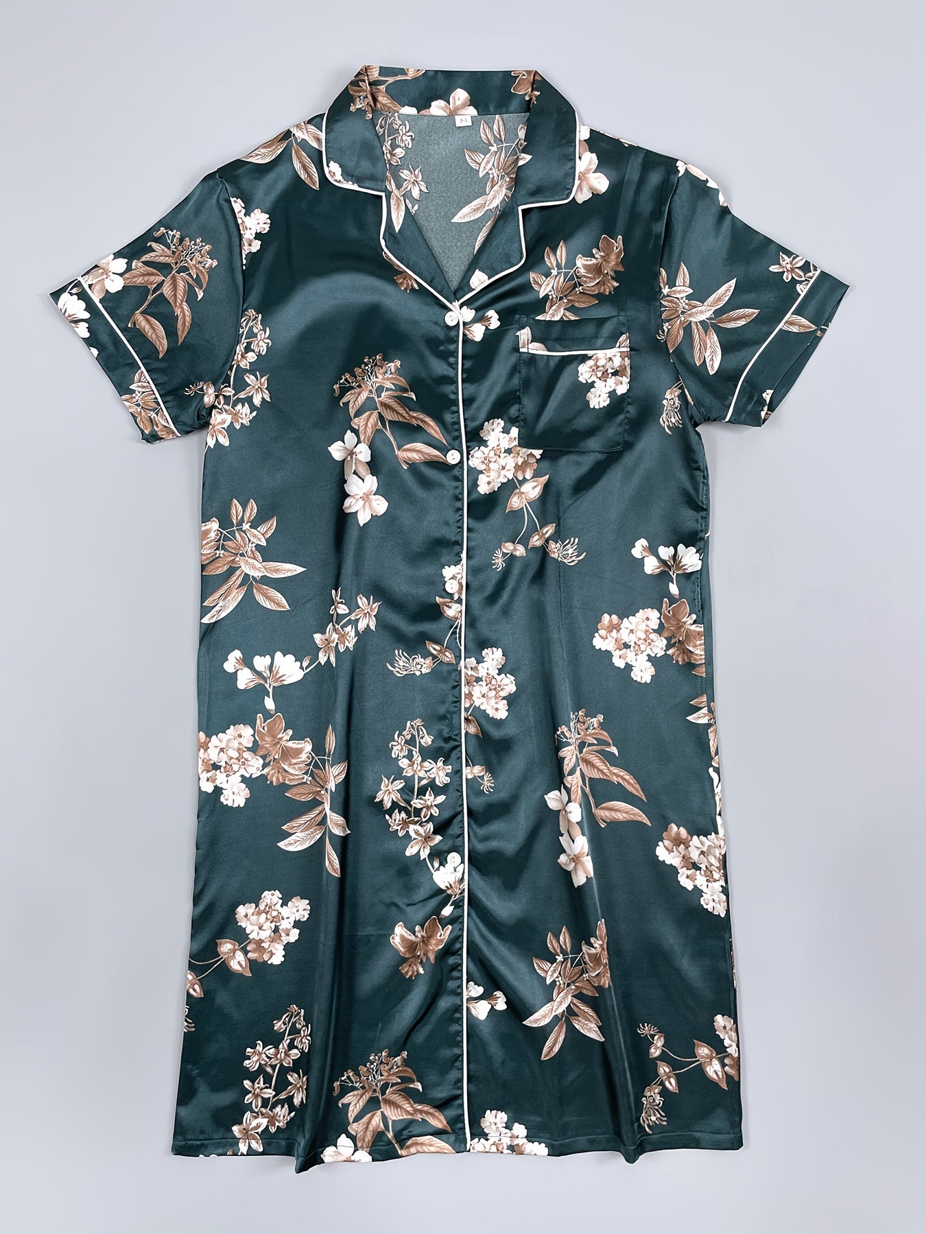 Floral Print Short Sleeve NightDress Pajama Dress Women's Sleepwear
