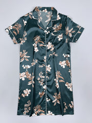 Floral Print Short Sleeve NightDress Pajama Dress Women's Sleepwear