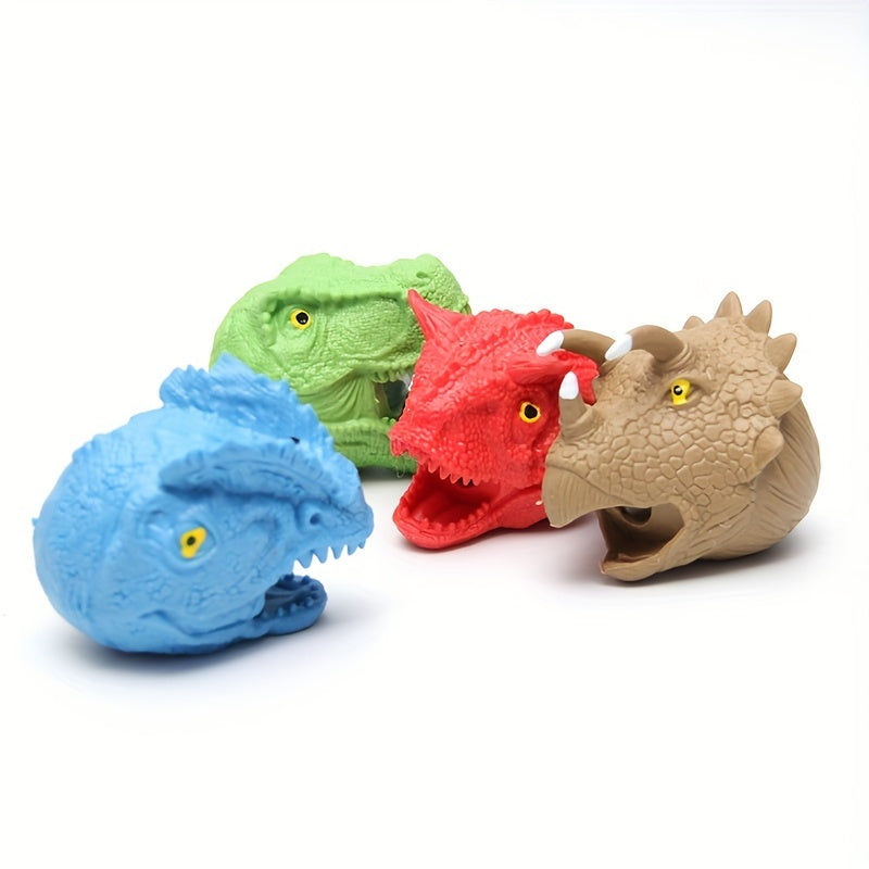 4 Pcs Dino Head Squeeze Ball TPR Rubber Toy Christmas Gift