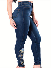 Women's Plus Floral Embroidery Skinny Jeans