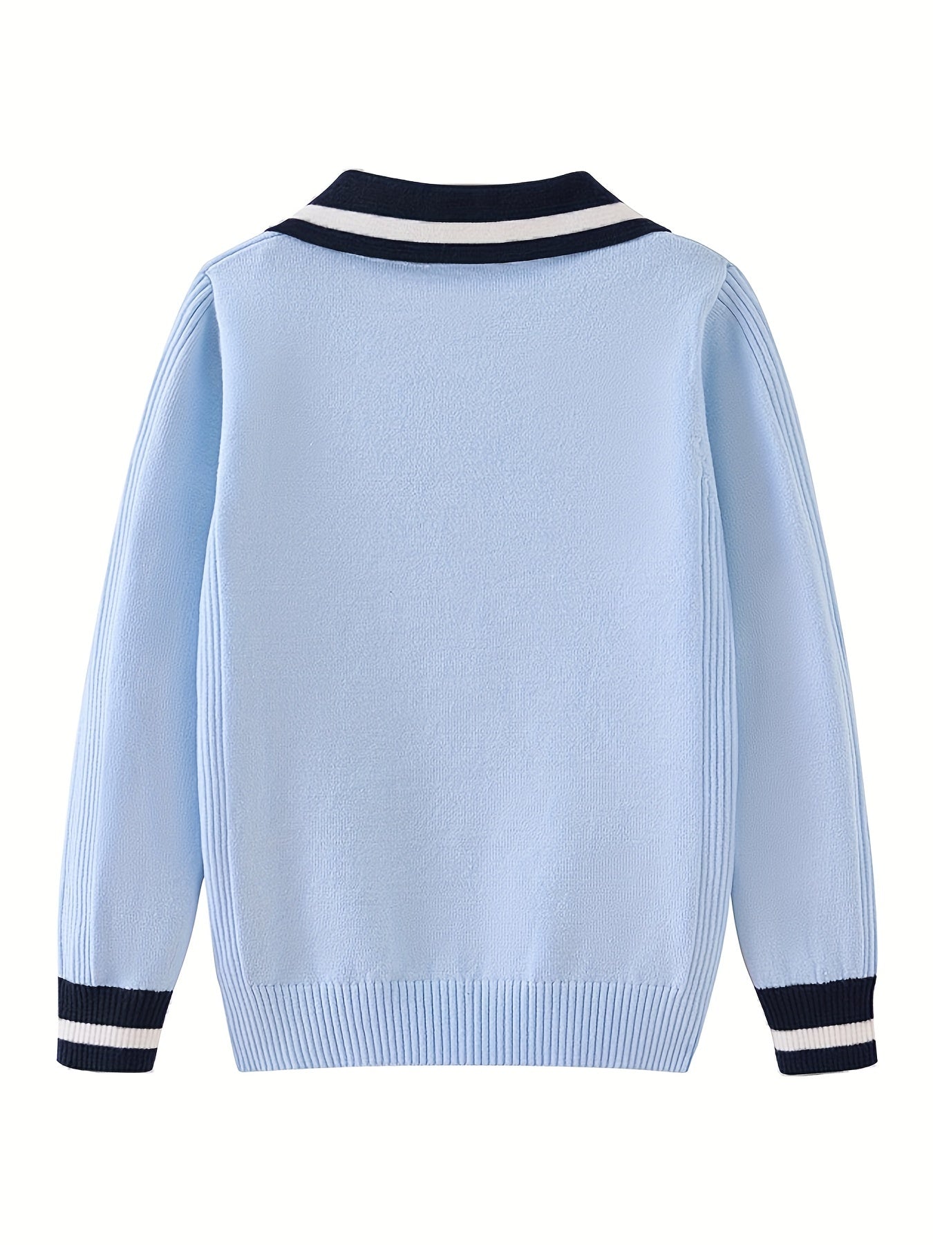 Boys Preppy Long Sleeve Polo Shirt Lightweight Comfy Tops