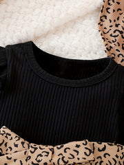 Baby Girl Leopard Print Dress Set with Hat & Belt