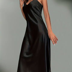 Satin V-Neck Slip Nightdress Spaghetti Strap Sleep Dress Women's Sleepwear