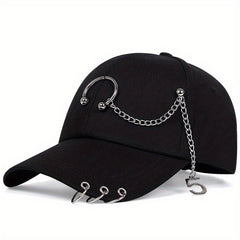 Metal Chain Iron Ring Baseball Cap Outdoor Sunshade Sunscreen Peaked Cap