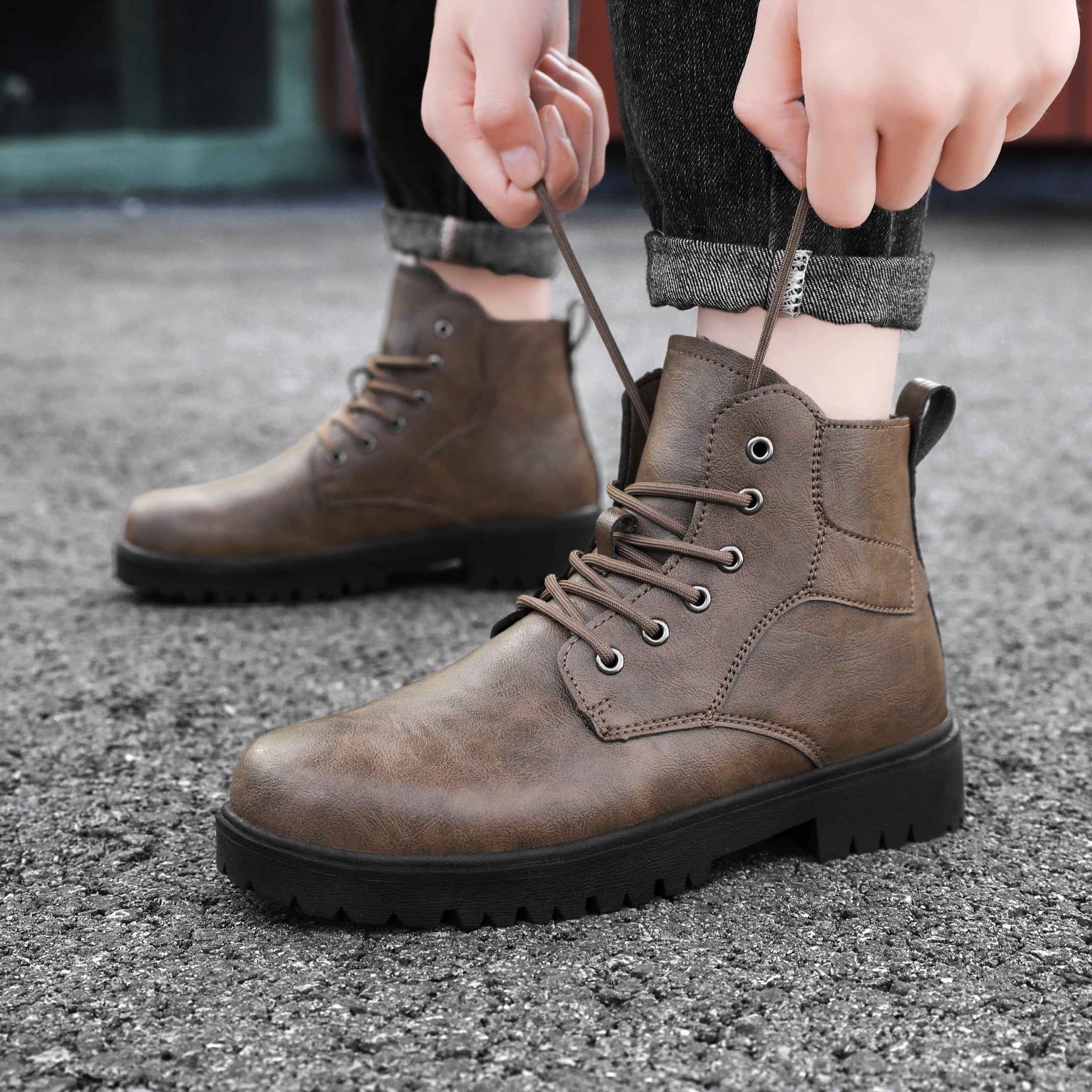 Men's Comfy Riding Boots Non Slip Vintage Shoes for Outdoor Activities